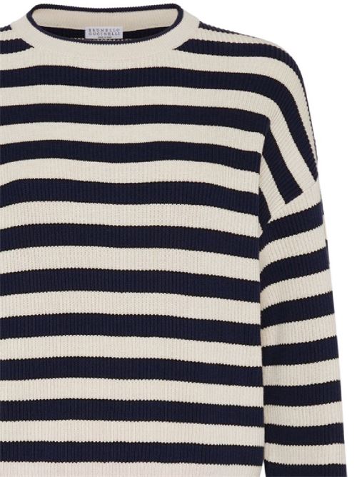 Striped cotton sweater with English rib Brunello Cucinelli | M19195710CQQ74